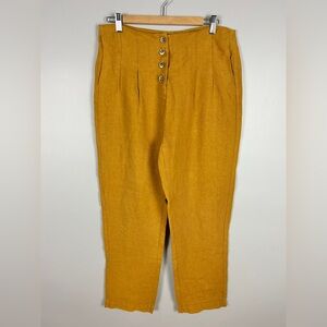 INDI & COLD 100% Linen Pleated Trouser‎ Size 12 Mustard Yellow Tailored